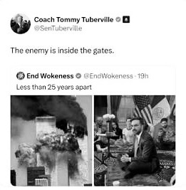 Tuberville’s ‘Enemy Inside the Gates’ Post Draws Sharp Rebukes